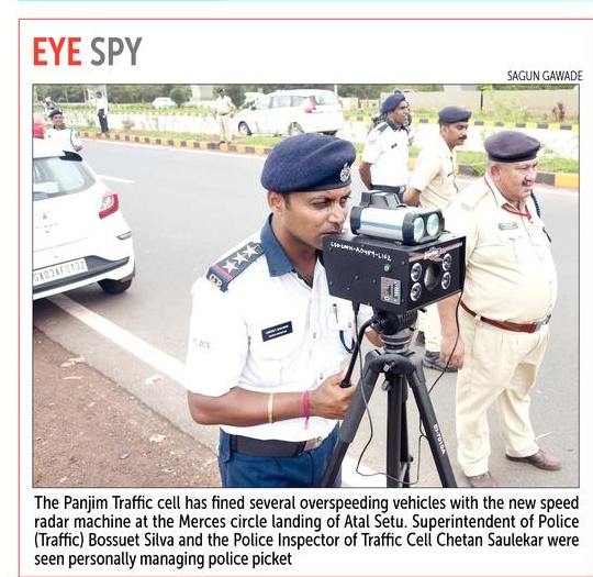 oheraldogoa's tweet photo. EYE SPY: The Panjim #Trafficcell has fined several overspeeding #vehicles with the new #speedradar machine at the #Merces circle landing of #AtalSetu.
#Goa #News #PictureOfTheDay https://t.co/C7VKasItZw