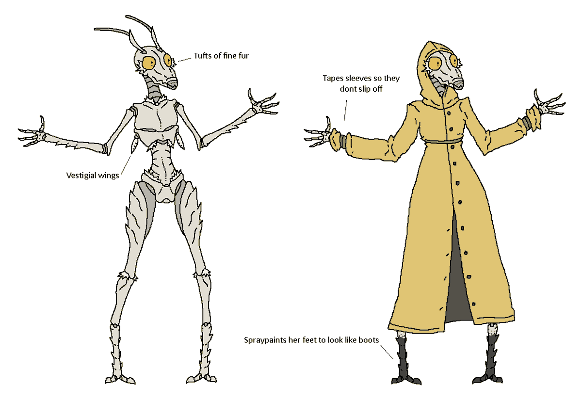 DTstat_'s tweet photo. Decided to do a full body picture of that mutant bug lady. Despite not being outwardly hostile she is still probably an urlid addict like most people in the world of Urge. https://t.co/W66QKZiGuk