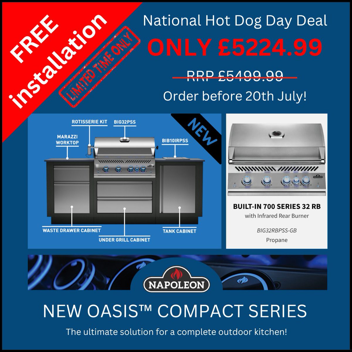 🚨LIMITED TIME OFFER 🚨

For a limited time only grab the incredible Napoleon Oasis Compact for just £5224.99, including FREE installation! 🤯🔥

The Napoleon Oasis Compact is everything you need and more to become the ultimate grill master 🤩🥩

#limitedoffer #outdoorkitchen