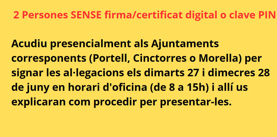 ‼️Atenció

▶️Les persones que vullguen presentar al·legacions contra la MAT #Forestalia podeu passar hui i demà pels ajuntaments de Portell,Morella i Cinctorres de 8 a 15h

▶️També les podeu presentar online seguint els passos que trobareu en esta guia👇
drive.google.com/drive/folders/…