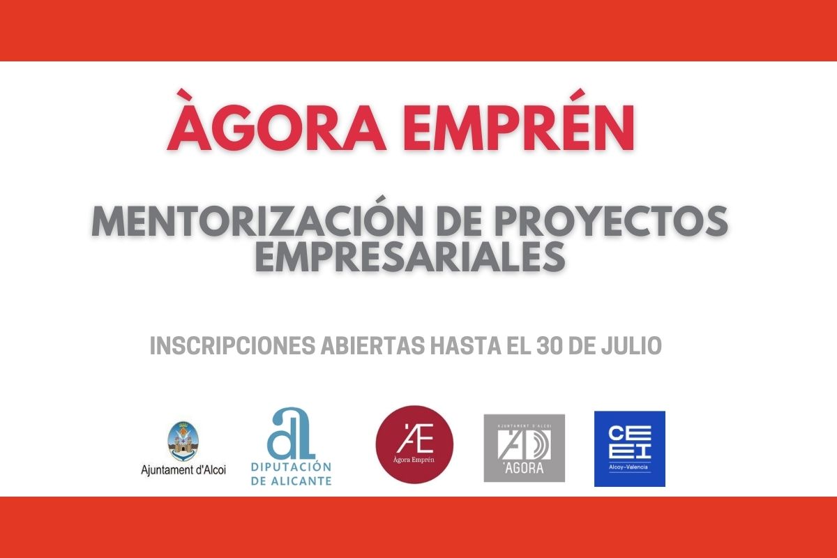 Àgora Emprén | Mentorización de proyectos empresariales.

Sesiones de asesoramiento individuales y gratuitas dirigido a personas emprendedoras que hayan puesto en marcha una empresa recientemente o la vayan a iniciar en  #Alcoi
ceeialcoi.emprenemjunts.es/?op=8&n=29785

📝 Fin plazo 30/07