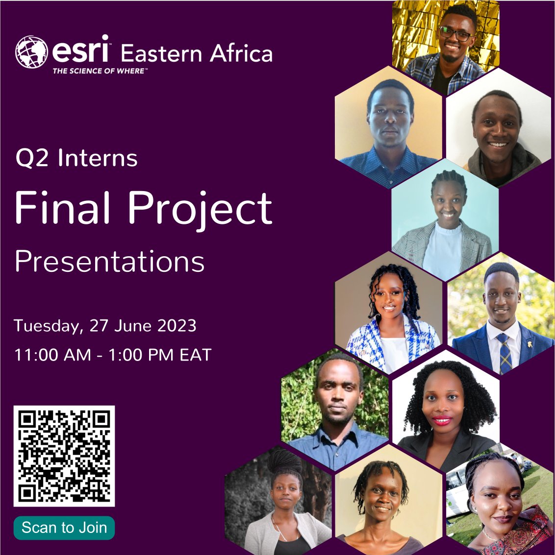 EsriEA's tweet photo. From 11am, join the Q2 Interns Final Project Presentations
Every quarter we welcome interns and attachees from various education institutions across Eastern Africa. They undergo rigorous training in problem solving using GIS. Join session:👉🏿https://t.co/vmfkVl4UjW https://t.co/GgiscseRy4