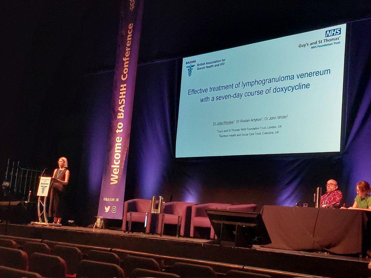 Brilliant talk presented by our very own <a href="/julbil1/">Julia Bilinska</a> on 7 days doxycycline for LGV Chlamydia.. giving a lot of food for thought! 
<a href="/BASHH_UK/">BASHH</a> <a href="/GSTT_SpecAmbu/">GSTT_SpecAmbulatory</a> <a href="/GSTTnhs/">Guy's and St Thomas'</a> <a href="/GSTTFoundation/">Guy's & St Thomas' Foundation</a> <a href="/BurrellStreet/">Burrell Street</a> 
#BASHH2023 #AntimicrobialResistance
