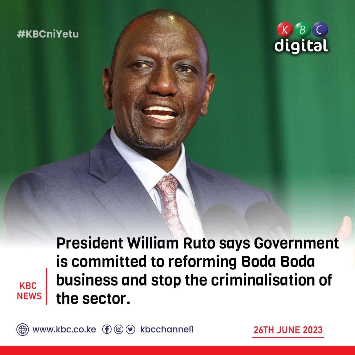 The President is committed to improving the Boda Boda sector.
#BodaBodaCare