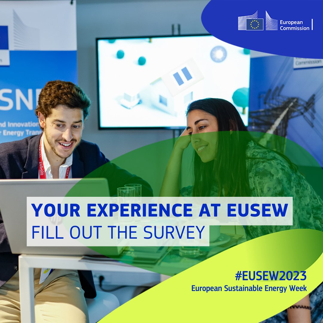 euenergyweek's tweet image. 📢 #EUSEW2023 participants! Let‘s make Europe’s biggest sustainable energy event even better: fill out this survey europa.eu/!V8MVTB to make sure your input is taken on board.

Don’t let your memories fade, do it now! 💭