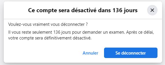 VincentBreynat's tweet photo. @facebook 
Bonjour,
Mon compte est désactivé depuis Mai, à priori j'ai demandé l'examen mais je n'ai toujours pas de réponse et lorsque je me déconnecte on me dit que si je ne demande pas l'examen mon compte sera définitivement désactivé, que faire ?
https://t.co/NhKoWlB3OP https://t.co/jH8KEMWTgj