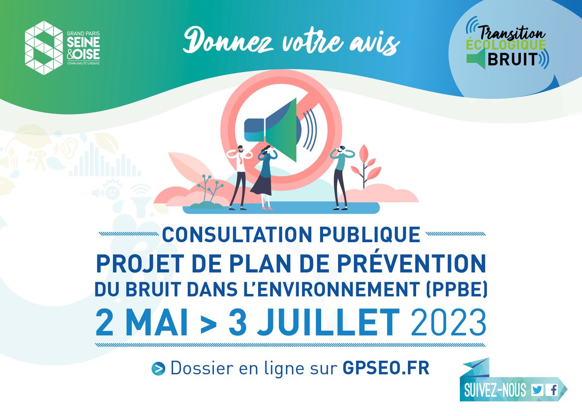 CUGPSEO's tweet photo. #NuisancesSonores👂
Plus que quelques jours pour donner votre avis sur le #PPBE de GPS&O !
🎯Le but ? Protéger ses habitants des effets néfastes de la #pollutionsonore des transports
Contribuez jusqu’au 3/07 :
Au siège de GPS&O à @Aubergenville
En ligne ➡️ https://t.co/plfZJO3Bgr https://t.co/nsRZmqFl1s