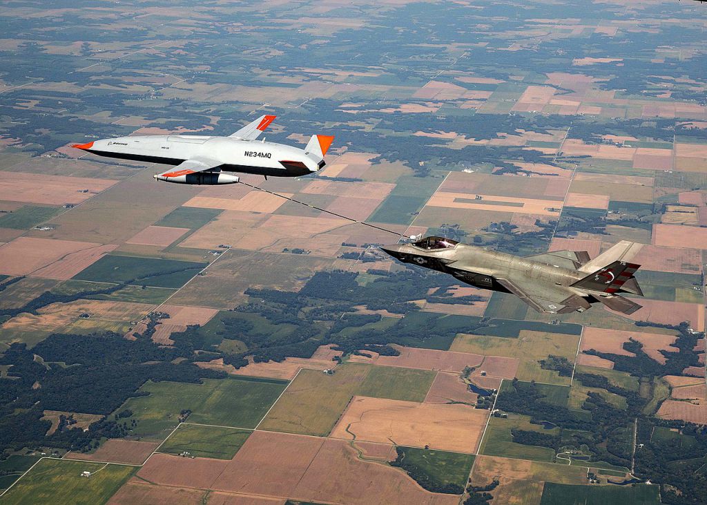 MQ-25 refueling an F-35C.