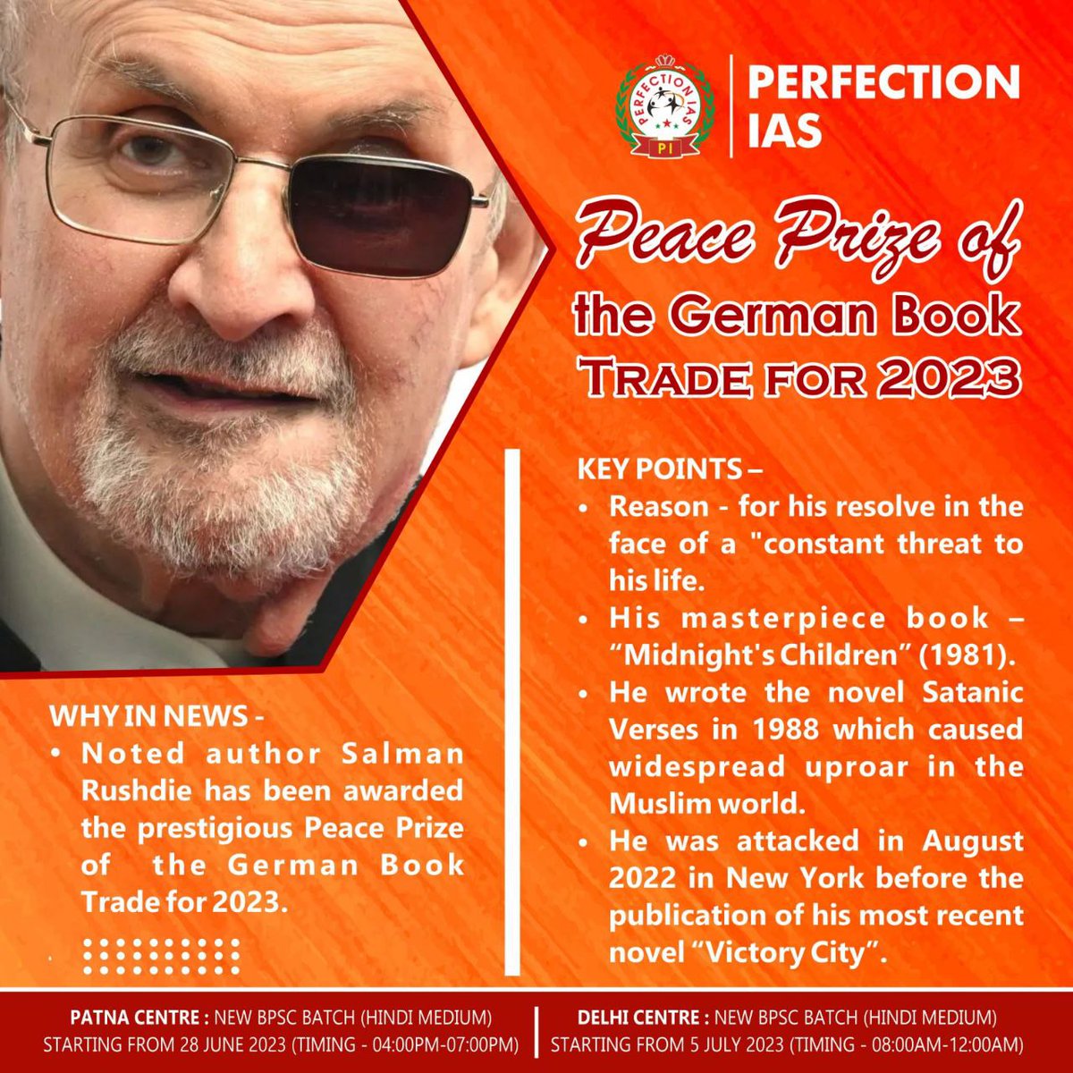 Peace Prize of the German Book Trade for 2023
. 
. 
. 
#peace #germany #book #prize #salmanrushdie #victorycity #midnightchildren #satanicverses