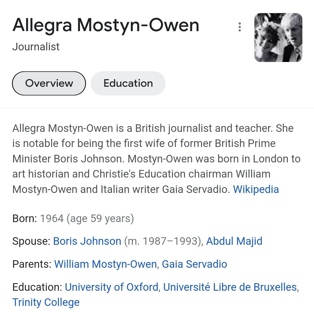 There you have it and explains the timeline and the looks. The first wife was daughter of multimillionaire and that explains the Super Injunction #ToryCorruption #ToryGaslighting #ToryCostOfGreedCrisis #LiarJohnson #ToryMortgagePenalty #ToryLiars