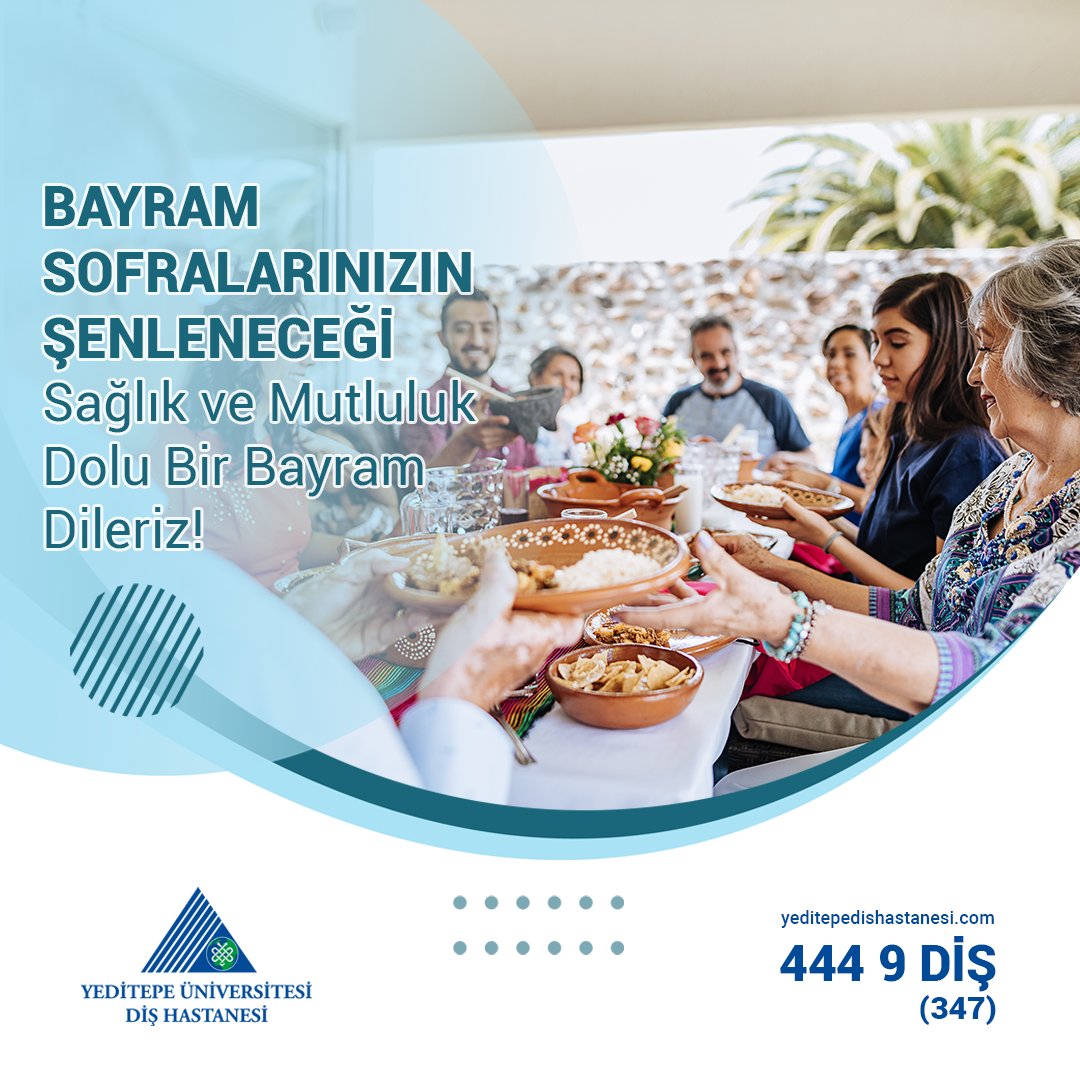 Bayram Sofralarınızın Şenleneceği Sağlık ve Mutluluk Dolu Bir Bayram Dileriz! Kurban Bayramınızı Kutluyoruz. İyi Bayramlar! #kurbanbayramı #yeditepediş #yeditepedishastanesi