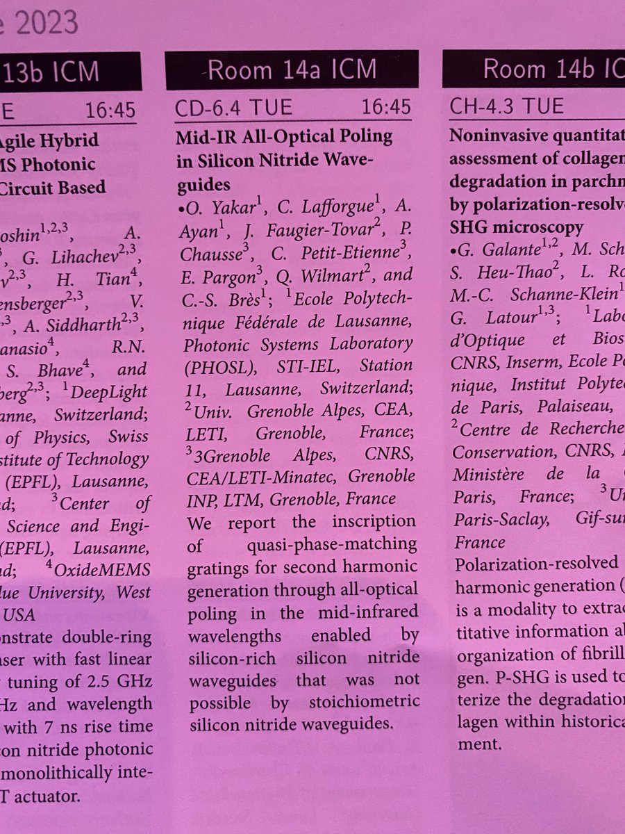 Excited to share that I'll be presenting at #CLEOEurope today at 16:45 CET in room 14a ICM. Join me as I discuss optically induced second-order nonlinearities in silicon nitride in the Mid-IR region #CLEOEurope2023 #Photonics