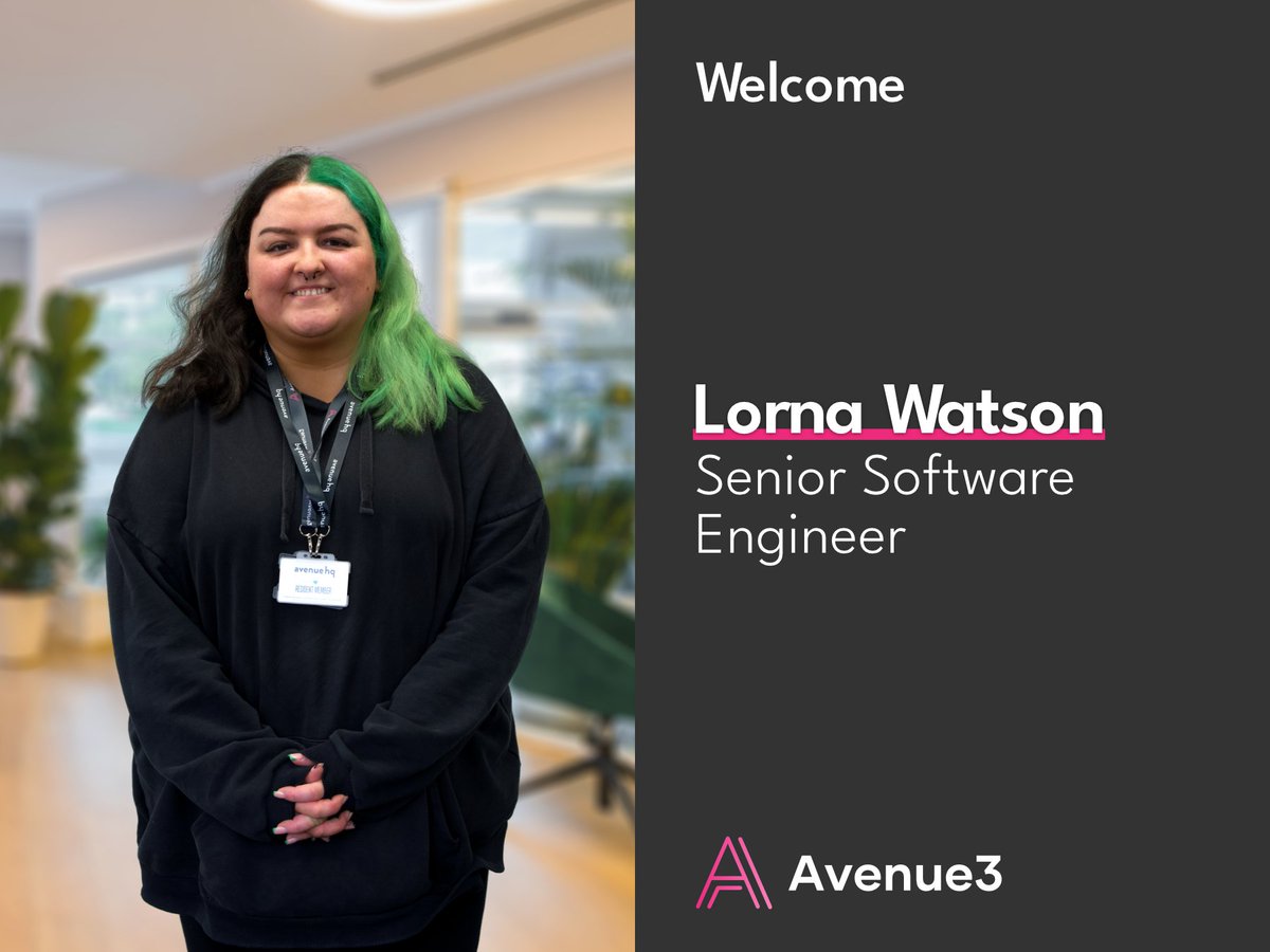 A very warm welcome to Lorna Watson, joining us as a Senior Software Engineer. Lorna volunteers as a STEM Ambassador. She is passionate about supporting and empowering women into technology roles.

Lorna has made a smashing start to her journey with Avenue3 🚀.