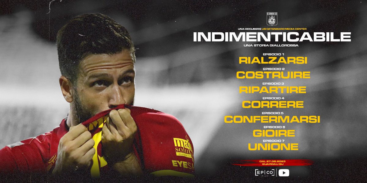 🎞️ | INDIMENTICABILE

Rialzarsi.
Costruire.
Ripartire.
Correre.
Confermarsi.
Gioire.
Unione. 

7 puntate. Un racconto d’amore che inizia oggi. 
A breve gli orari di uscita 👀

#AvantiAquile🟡🔴