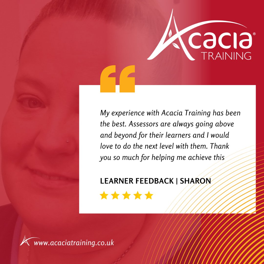 🌟 Glowing Learner Feedback! 🌟

'My experience with Acacia Training has been the best. Assessors are always going above and beyond for their learners and I would love to do the next level with them. Thank you so much for helping me achieve this'. 

#LearnerFeedback