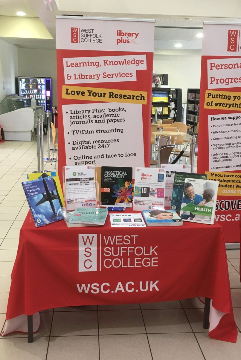 WSClibrary's tweet photo. The Library Stand is all ready for todays Welcome Event in The Gateway. Pop along and say hello! @WestSuffolk https://t.co/08Vg19Xql0