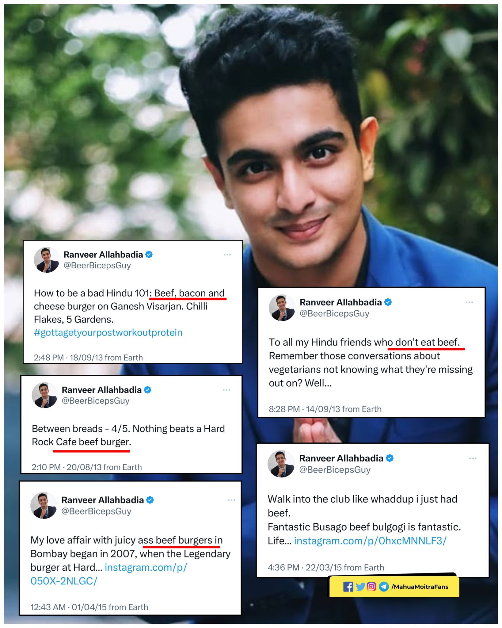 Dr Nimo Yadav 2.0 on X: "He is @BeerBicepsGuy, a YouTuber GOI is collaborating with him for podcasts with Various BJP leader. BJP claimed themselves to promote Hinduism and Beef is prohibited