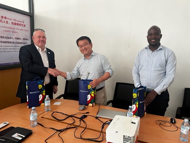 Nation Media Group-Uganda (NMG-U) Managing Director @TonyGlencross (left), pays a courtesy call on Softcare Brand Marketing Manager Daniel Hao, and Mr Disan Kato, a manager at General Wares Ltd, at their headquarters on 7th Street Industrial Area in Kampala yesterday.The…