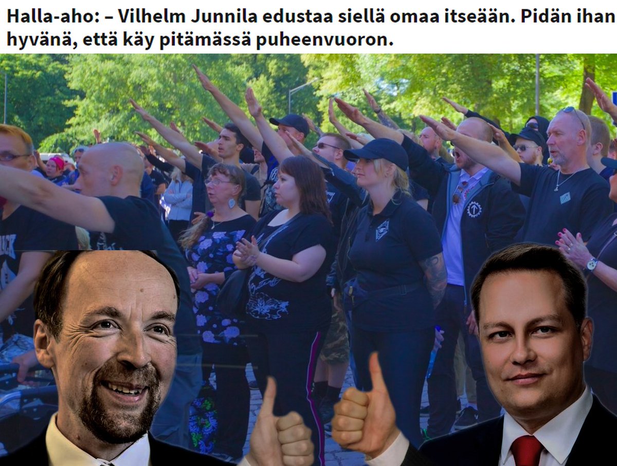 Sisäministeri Rantanen tykkää/kirjoittaa rasistisia kirjoituksia & sinisilmä-rotuoppia/eugeniikkaa. Elinkeinoministeri Junnila puhuu natsitilaisuudessa/'kaasua' -vaalislogan/Hitler-vitsejä
1/2
#persut #perussuomalaiset #äärioikeisto #rasismi #OrponHallitus