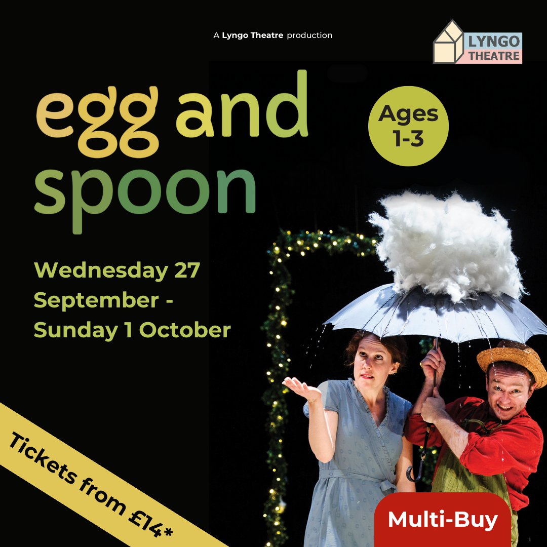 The very young won't sit still to watch a show and we don't expect them to. Join us this September for Egg & Spoon, an interactive romp through the seasons, by @LyngoTheatre. 🥚 Wed 27 Sep - Sun 1 Oct | Ages 1-3 🥄 Tickets from £14* ☁️ bit.ly/3qqKYJz