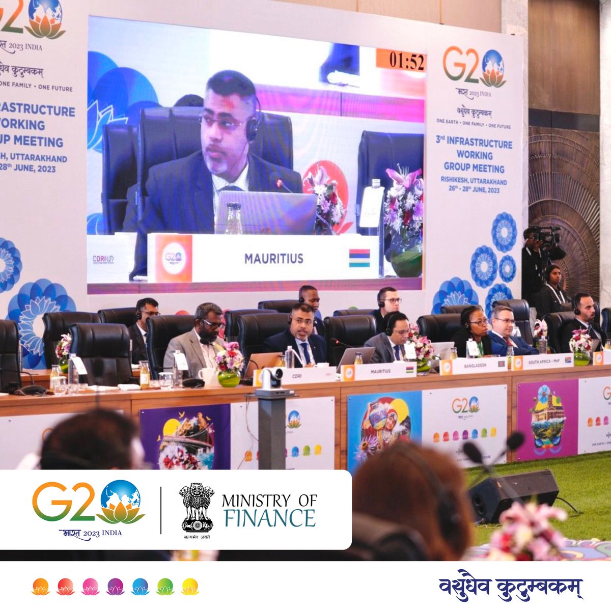 FinMinIndia's tweet photo. Day 2️⃣ Session 5️⃣ at the third Infrastructure Working Group #IWG meeting in #Rishikesh under #G20India Presidency and co-chaired by Australia, invited delegates for a discussion on ‘Complementing InfraTracker 2.0'. Followed by a presentation on key deliverables by Global Infrastructure Hub #GIH @gi_hub

@g20org #infratech #DigitalTransformation