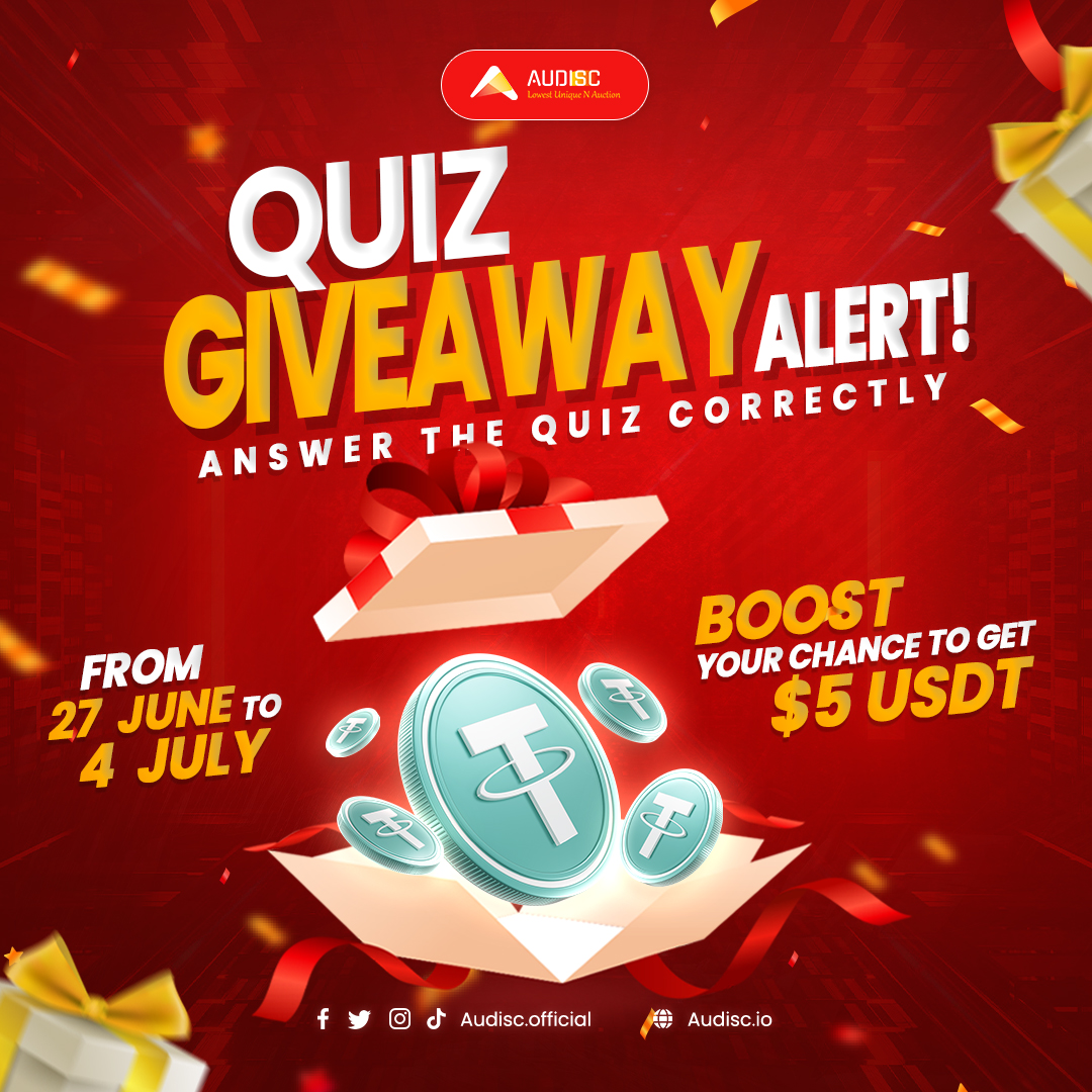 audiscofficial's tweet photo. Win 5 USDT!
Join our quiz giveaway and put your knowledge to the test!
How to join?
Follow AUDISC official twitter
Take the quiz below
and wait for the announcement!
Participate for a chance to be the lucky winner of 5 USDT!
#AUDISC #QuizGiveaway #USDT #crypto #giveaway https://t.co/3QOVM1ZMlh