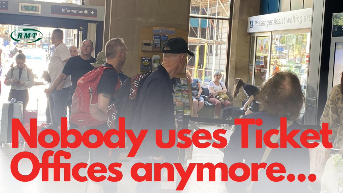 🎫 SAVE TICKET OFFICES
Ticket offices don't just sell tickets.
Passengers value advice, assistance, accessibility and a place of safety.
Please RT and follow <a href="/RMTunion/">RMT</a> to support our campaign to #SaveTicketOffices &amp; #StaffOurStations