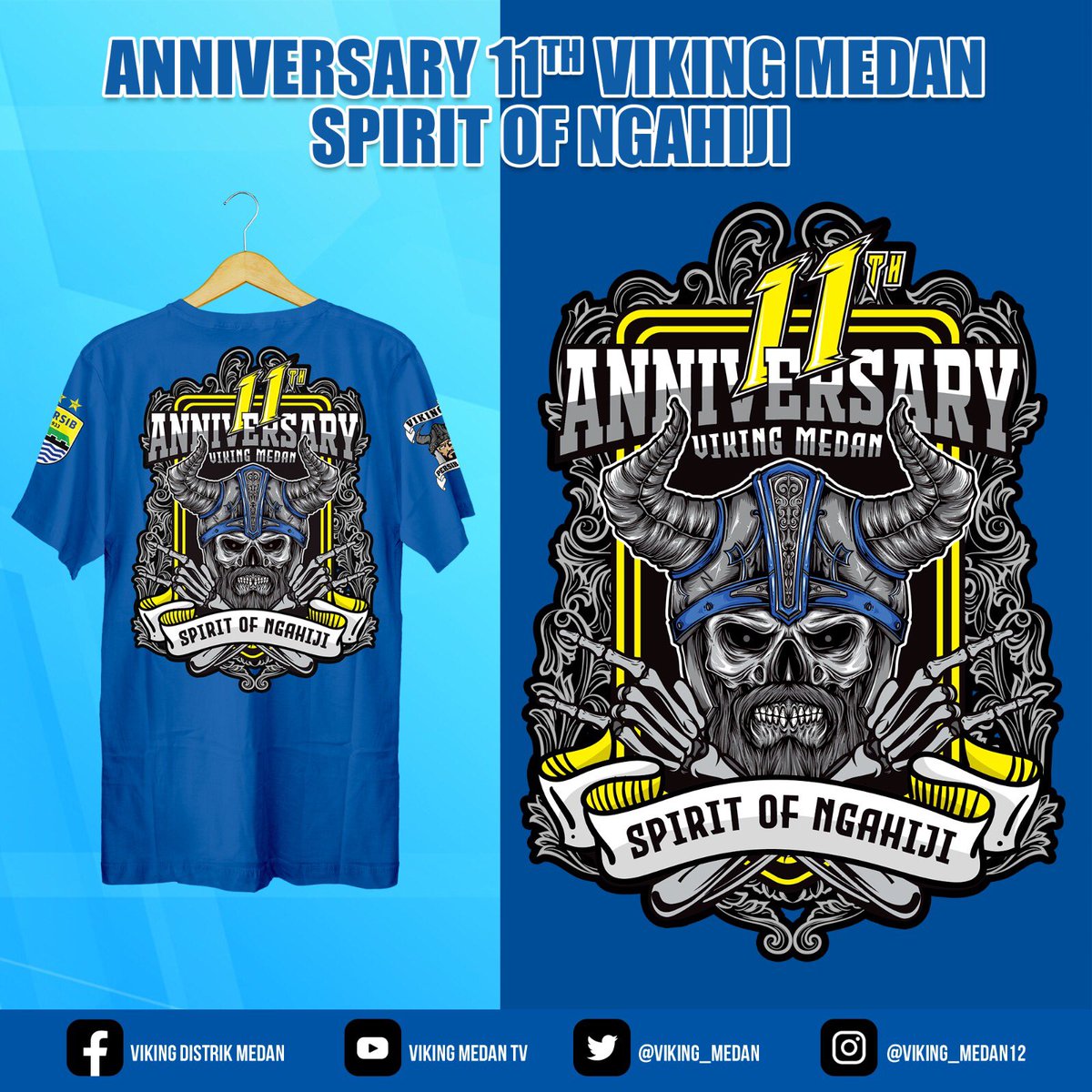 Open PO T-Shirt Anniversary Viking Medan ke 11 Tahun
Warna : Biru
Size : S, M, L, XL, XXL, XXXL, XXXXL | Anak sesuai usia
Type : Dewasa ( Lengan Panjang dan Pendek )Anak ( Lengan Panjang dan Pendek )
Bahan : Combed 24s
Sablon : Plastisol
Rahman( 081264551762)
Adin( 082118450392 )