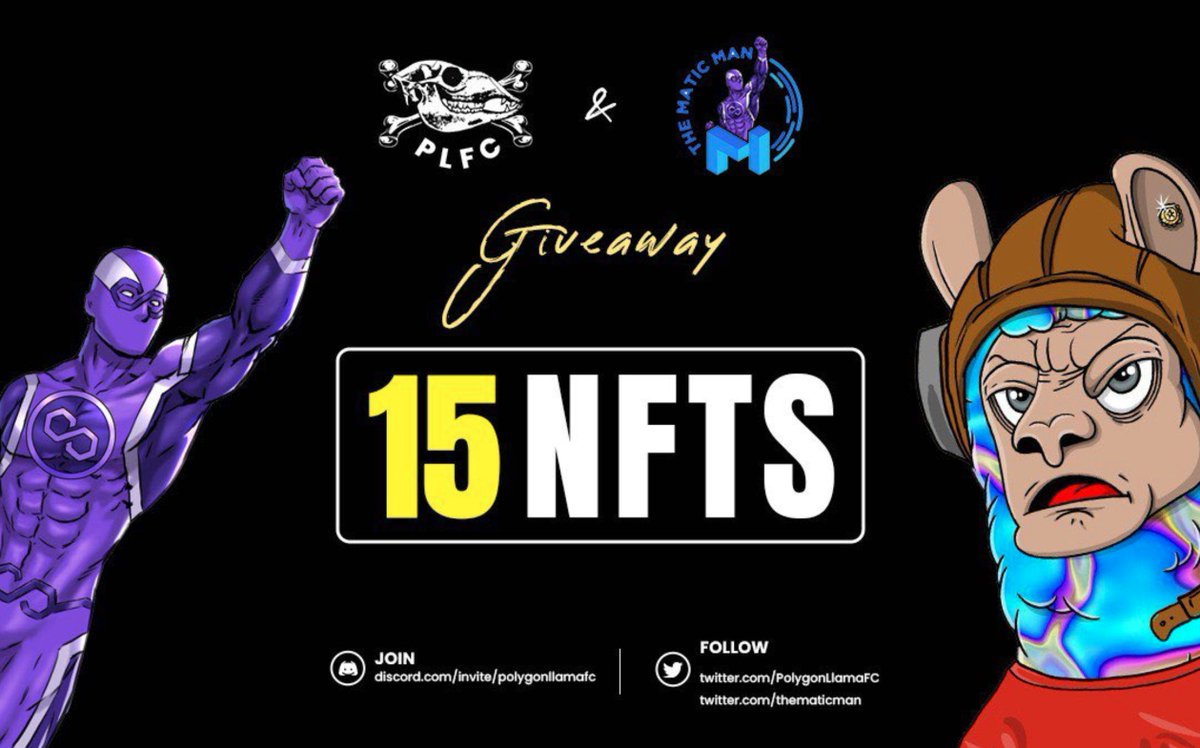 🚨 Polygon Llama Farm Club x Crypto Crew #Giveaway 

Don't miss this amazing giveaway of 15 Polygon Llama Farm Club NFTS (current floor price of 11 $MATIC).  

To Enter: 
1️⃣ @PolygonLlamaFC &amp; <a href="/cryptocrewnfts/">CRYPTO CREW / Genesis Collection</a>.
2️⃣ Like 💜 &amp; Retweet 🔁.
3️⃣ Tag 3 friends.  

⏰ Winners selected in 72