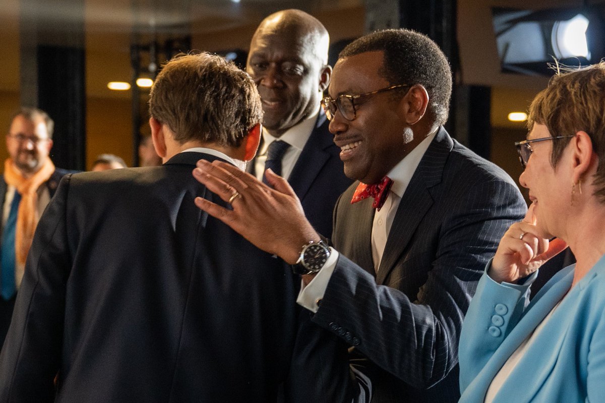 akin_adesina's tweet photo. Thank you to my dear friend President ⁦@EmmanuelMacron⁩ of France for an incredibly successful global financing pact summit in Paris. Thanks for being bold &amp; for listening: Let’s get $250 billion of SDRs to MDBs, with 4X leverage, and deliver $1 trillion for development. 💕 https://t.co/zIv7c6NMNT