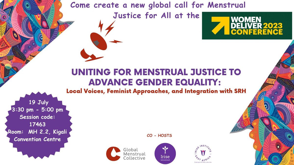 Are you attending🌍#WD2023? 
Join us with our partners @irise_int & the Global Menstrual Collective to ✊unite for #menstrualjustice, #feministleadership, local voices, & integration of #MenstrualHealth & #SRHR in Kigali. RSVP 👇forms.gle/WZxmAAAg75QzLT… to secure your spot!