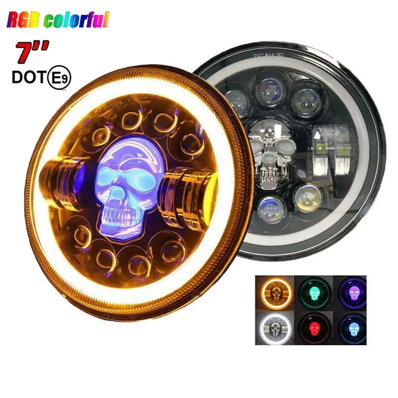 autoledlighting's tweet image. Skull 7 Inch Led Rgb Headlight Drl Hi-low Beam H4 150w Halo Ring Amber Angel Eye For Jeep Niva Motorcycle Lada Offroad

#ledheadlight #7inchledheadlight #roundheadlight #jeepheadlight #jeepjkheadlight #jkheadlight #headlamp #7inchheadlamp #sunturheadlight #sunturledheadlight
