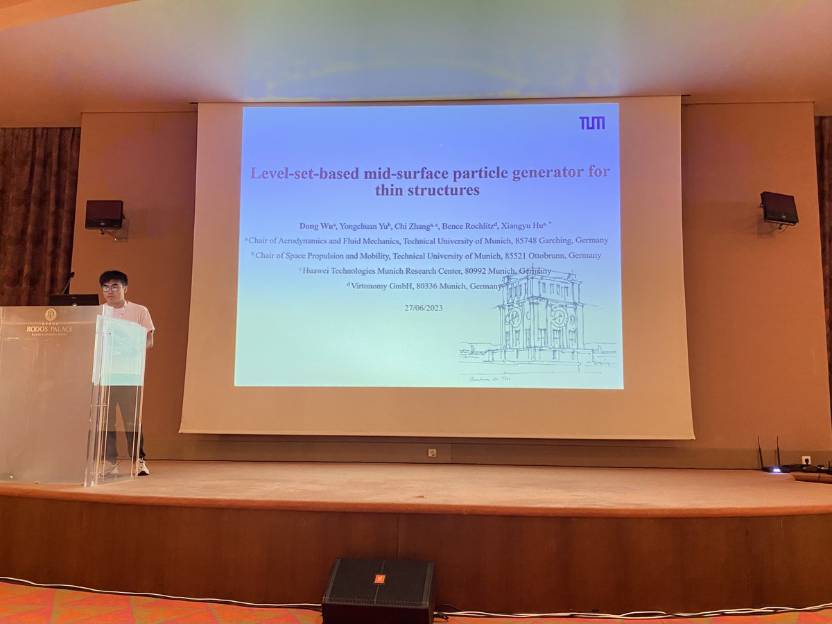 sphinxsys's tweet photo. The 1st presentation in #SPHERIC2023 by Dong Wu 
@Winterless6 from SPHinXsys group presents a level-set-based mid-surface particle generator for thin structures. 
@spheric2023

@spheric

#SPH #SPHERIC #SPHERIC2023 https://t.co/f0aO5xmqs7