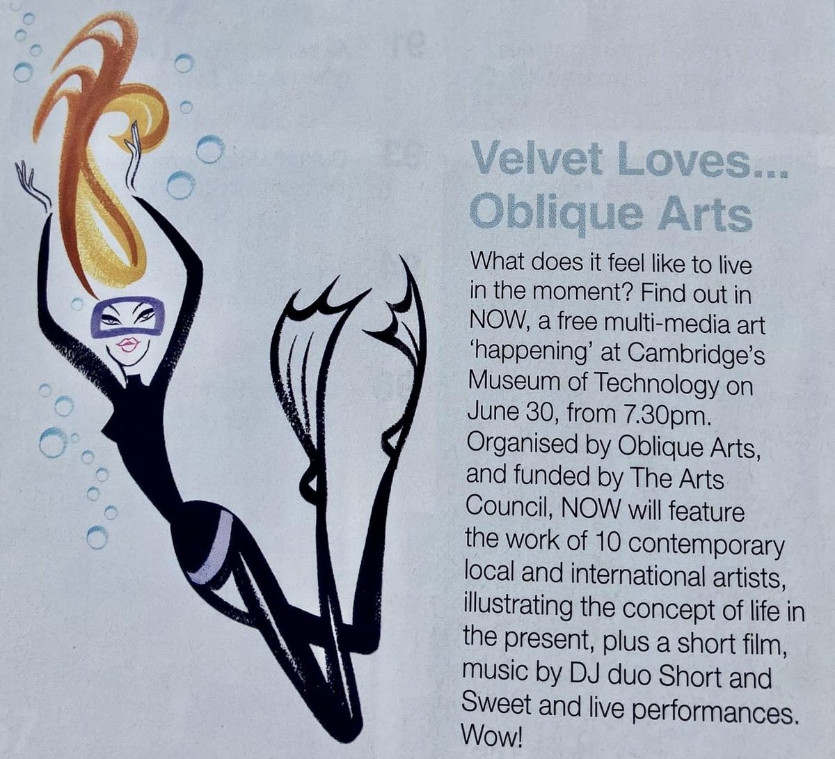 Looking forward to seeing my art in the @Obliquearts2001 #thenowshow at @CamTechMuseum this Friday evening, an #arthappening of #modernart Looking forward to seeing films by @oculardelusion Thanks to @velvetmag for including my artwork in their mag! @camcitco @ace_national