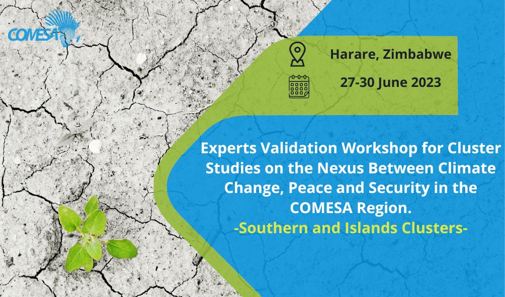 SAPPCPEACE's tweet photo. 🚨 Validation workshop of the study on the nexus between #climatechange, #peace and security in the COMESA region taking place in Harare #Zimbabwe 
🗓 27 - 30 June 2023 https://t.co/hqMCjmP08L