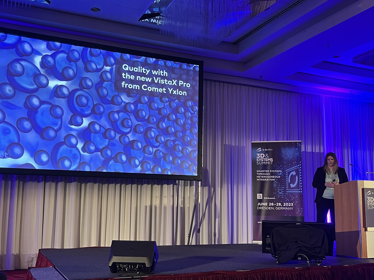 simonesemieu's tweet photo. The Future of Advanced Packaging Inspection is X-ray! Today at the @SEMIEurope #3DSummit 2023 in #Dresden, Isabella Drolz, VP Product Marketing of @CometYxlon, highlighted how X-Ray and CT inspection can provide value-added data and information.
#xrays #cometyxlon https://t.co/5yJeTyOgR5