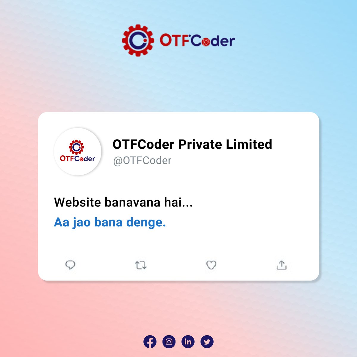 OTFCoder's tweet image. Digital marketing solutions chahiye, hum hain na, sab dekh lenge!
With the digital marketing services of OTFCoder, you can reach to your highest point of contact with your target customers and that too with an image that has been made to last.
#nowtrending #digitalmarketing #seo