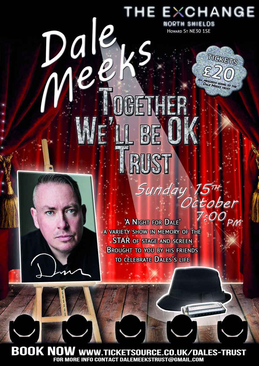 A variety show to celebrate Dale Meeks life on Sunday 15th Oct at 7.00pm. <a href="/theexchange1856/">The Exchange 1856</a>   We hope you will join us in highlighting Dale's career.  A night to remember with some tunes from the main man himself!
All seats £20 Tickets are on sale at ticketsource.co.uk/dales-trust