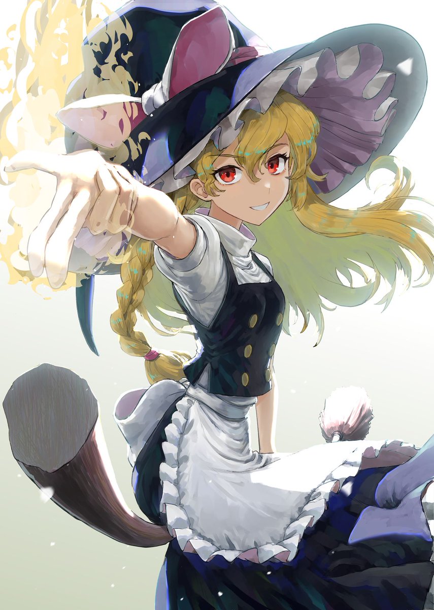 kirisame marisa 1girl hat blonde hair solo witch hat red eyes long hair  illustration images