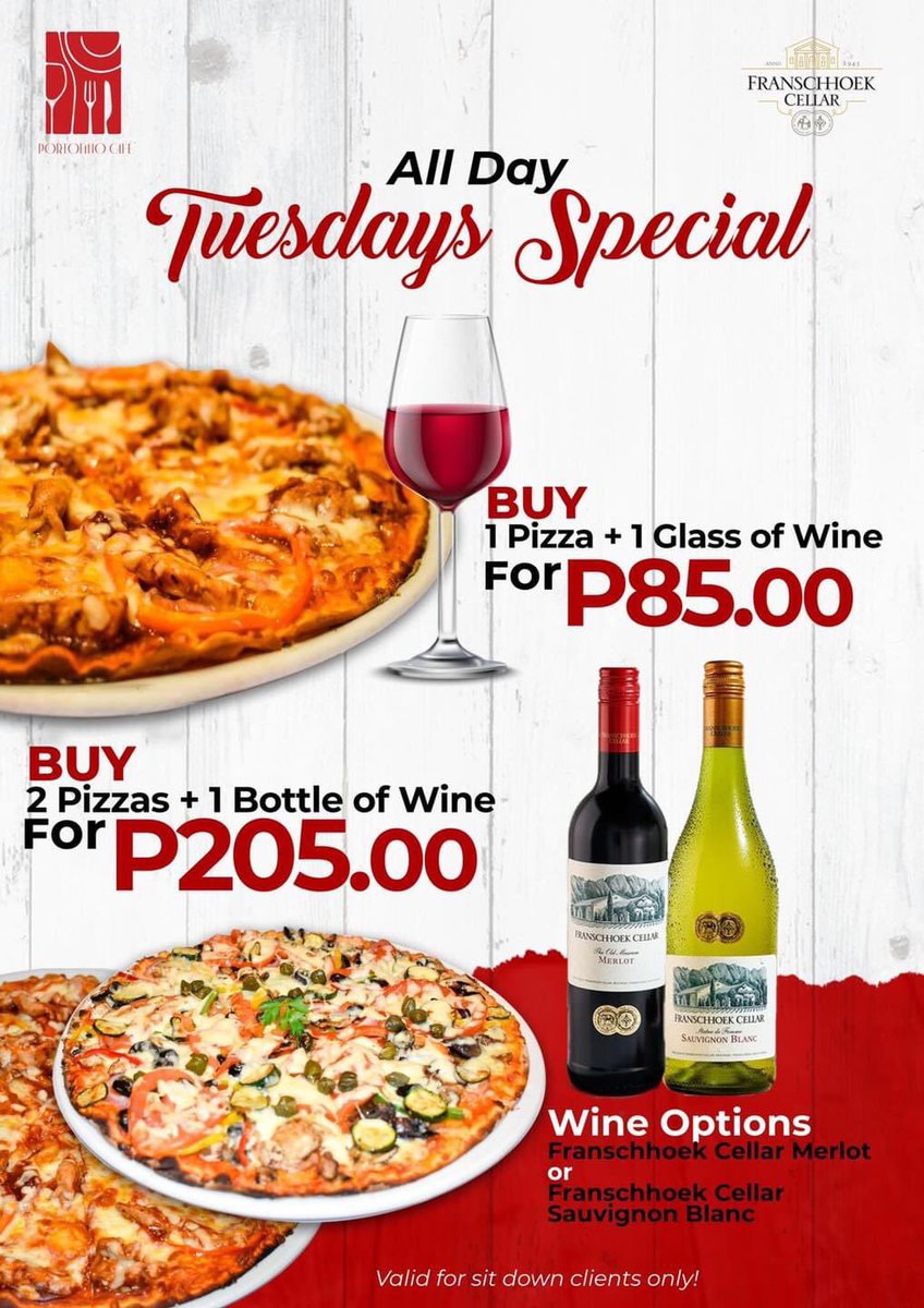 | Always crust your instincts🍕🥑|

A regular Tuesday can become an extra special day when you treat yourself to your favorite pizza at  Portofino Café. 

Its #choozapizzatuesdays
For deliveries contact : 📞 +267 3960630 for more details
#ModernItalianEatery #pizzalover