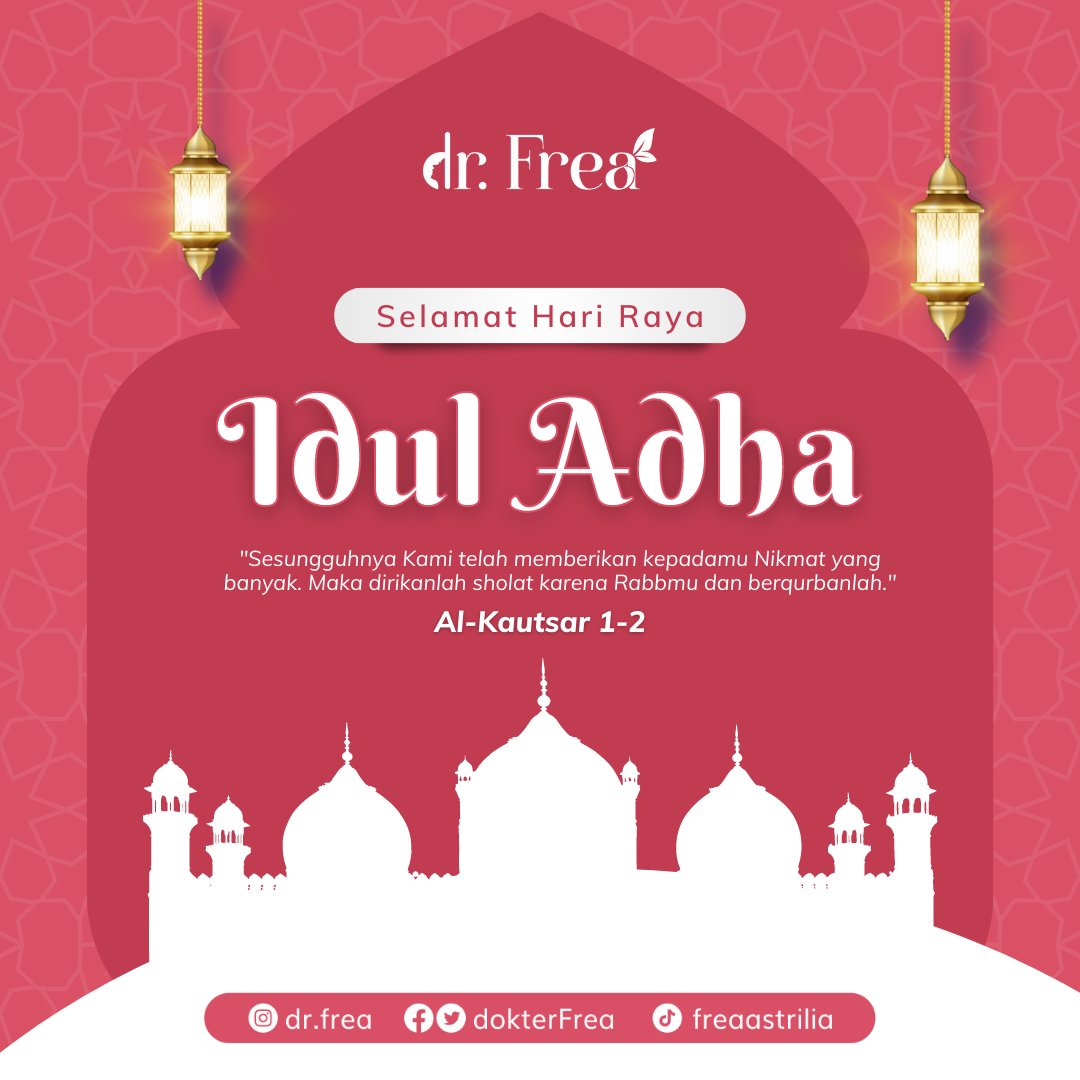 dokterFrea's tweet photo. Selamat Hari Raya Idul Adha!

Mohon maaf lahir dan batin jika ada kesalahan yang pernah saya lakukan. Semoga kita semua diberkahi dan dirahmati oleh Allah SWT.

#iduladha #harirayaiduladha #iduladha1444 #iduladha2023 https://t.co/a1cQHKu7If