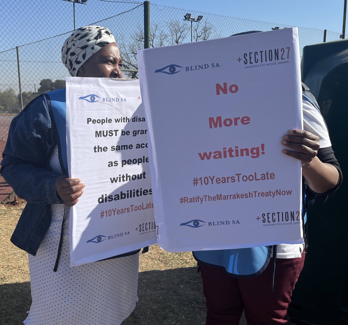 SadtuNational's tweet photo. SADTU is marching  with #BlindSA to #DIRCO offices in Pretoria to call on Government to sign the #MarrakeshTreaty to facilitate  access  to published works for the blind &amp; visually impaired. No education can take place if there is no access to materials. @SECTION27news @SABCNews https://t.co/vnBFdAHPJC