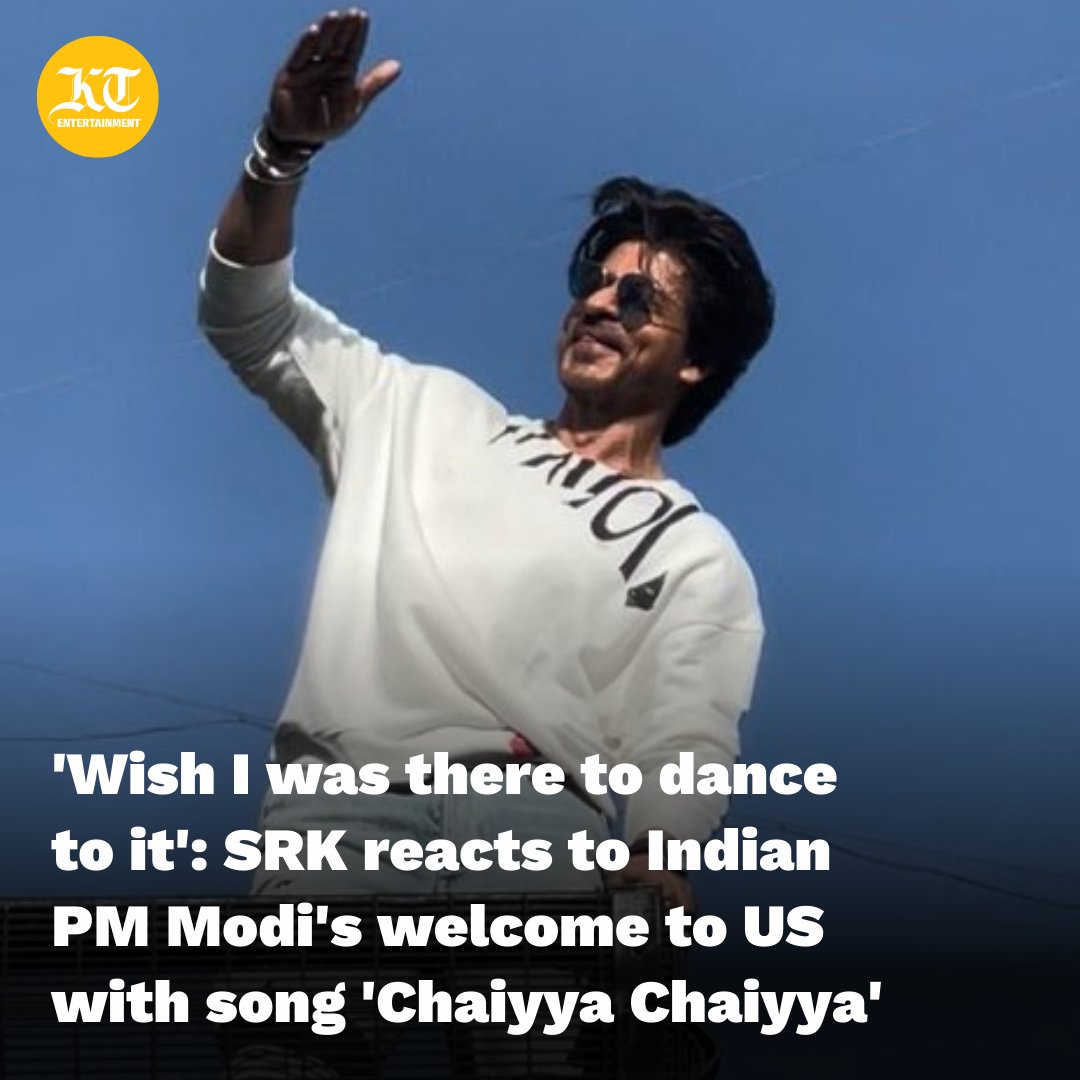 khaleejtimes's tweet photo. 'Wish I was there to dance to it': #SRK reacts to Indian PM Modi's welcome to US with song '#ChaiyyaChaiyya'.

#PennMasala, a South Asian cappella group, performed a set of Indian tunes to welcome Modi in US .

https://t.co/yHn7aWRPi6

@iamsrk #Modi #US https://t.co/Fv9Bfeto6x