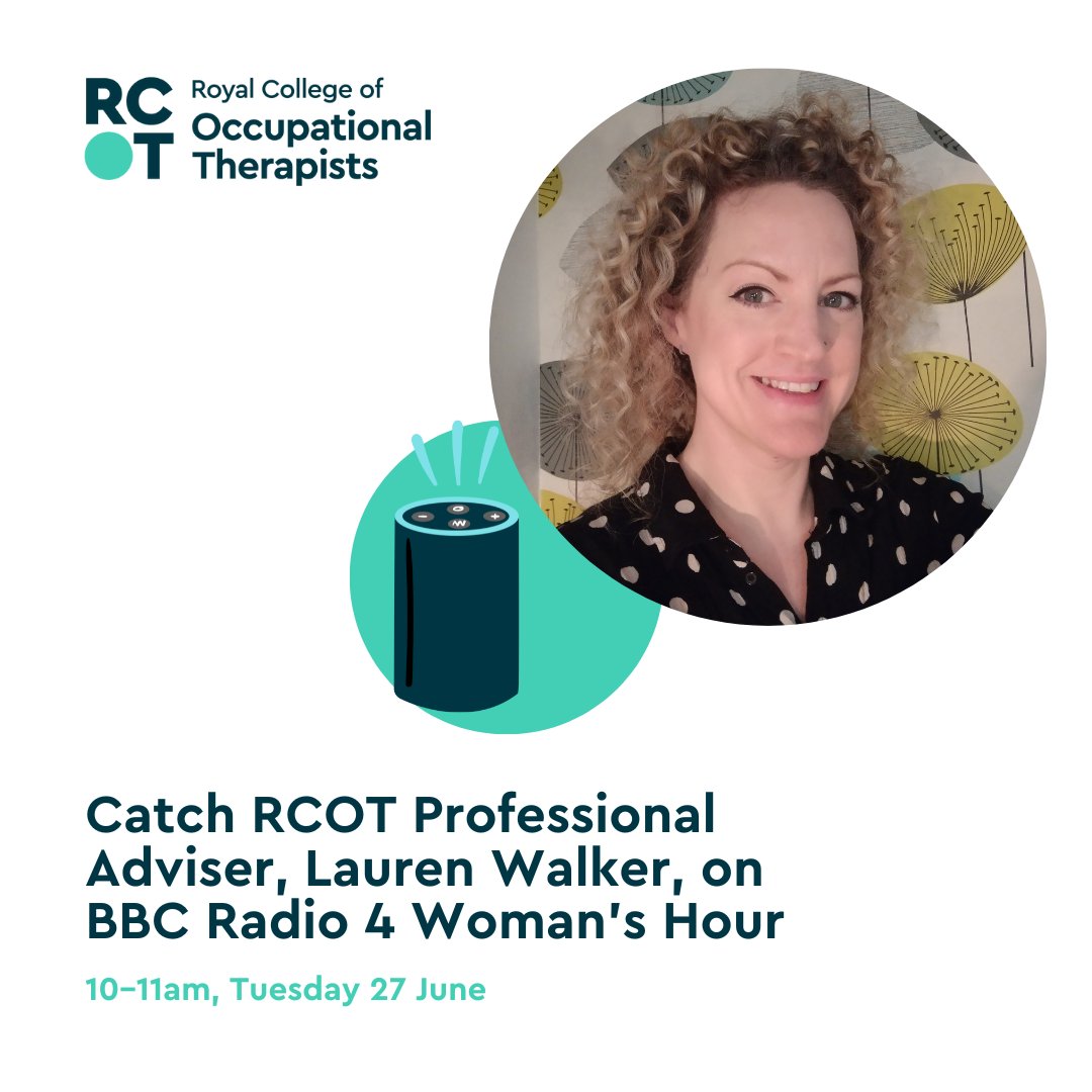 Royal College of Occupational Therapists (@thercot) on Twitter photo 📻 Tune in to <a href="/BBCWomansHour/">BBC Woman's Hour</a> today! Professional Adviser, @RCOT_Lauren, will be discussing energy management and pacing ahead of the upcoming release of our 'How to manage your energy' guide. 📻 Tune in to <a href="/BBCWomansHour/">BBC Woman's Hour</a> today! Professional Adviser, @RCOT_Lauren, will be discussing energy management and pacing ahead of the upcoming release of our 'How to manage your energy' guide.