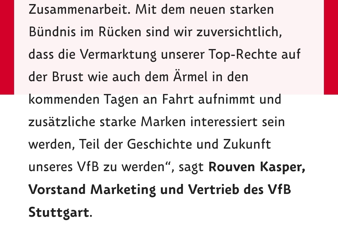 Klingt für mich so als wäre man beim Trikotsponsor noch nicht wirklich weit. 
#VfB #VfBPK