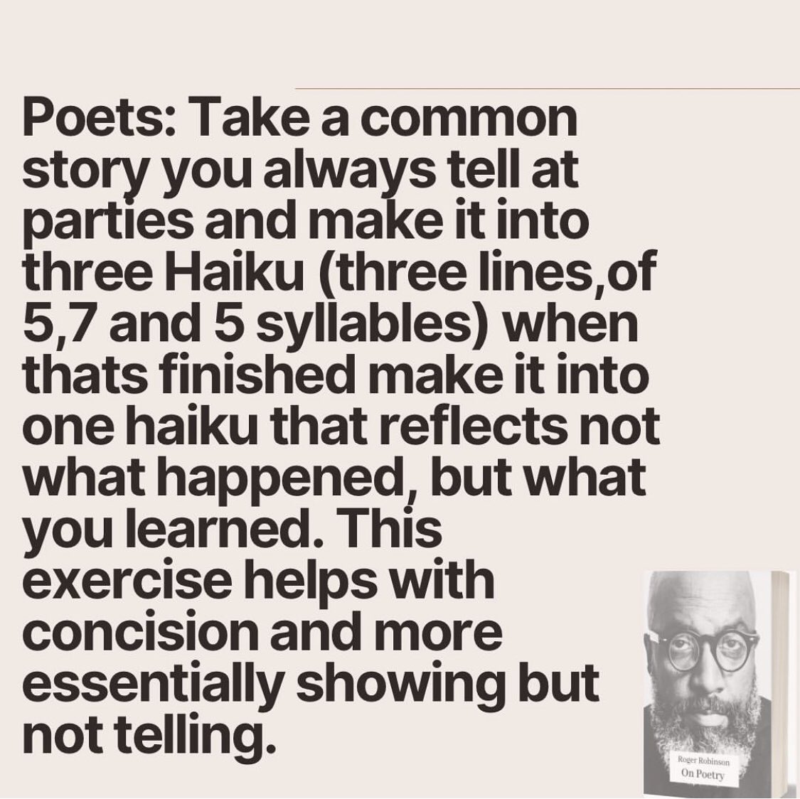 rrobinson72's tweet photo. Practice concision!
For more tips tricks and cheat codes for intermediate poet https://t.co/U71pt1zRSQ
#haiku #simplify #concision #poetry #practice https://t.co/8oubAJO00n