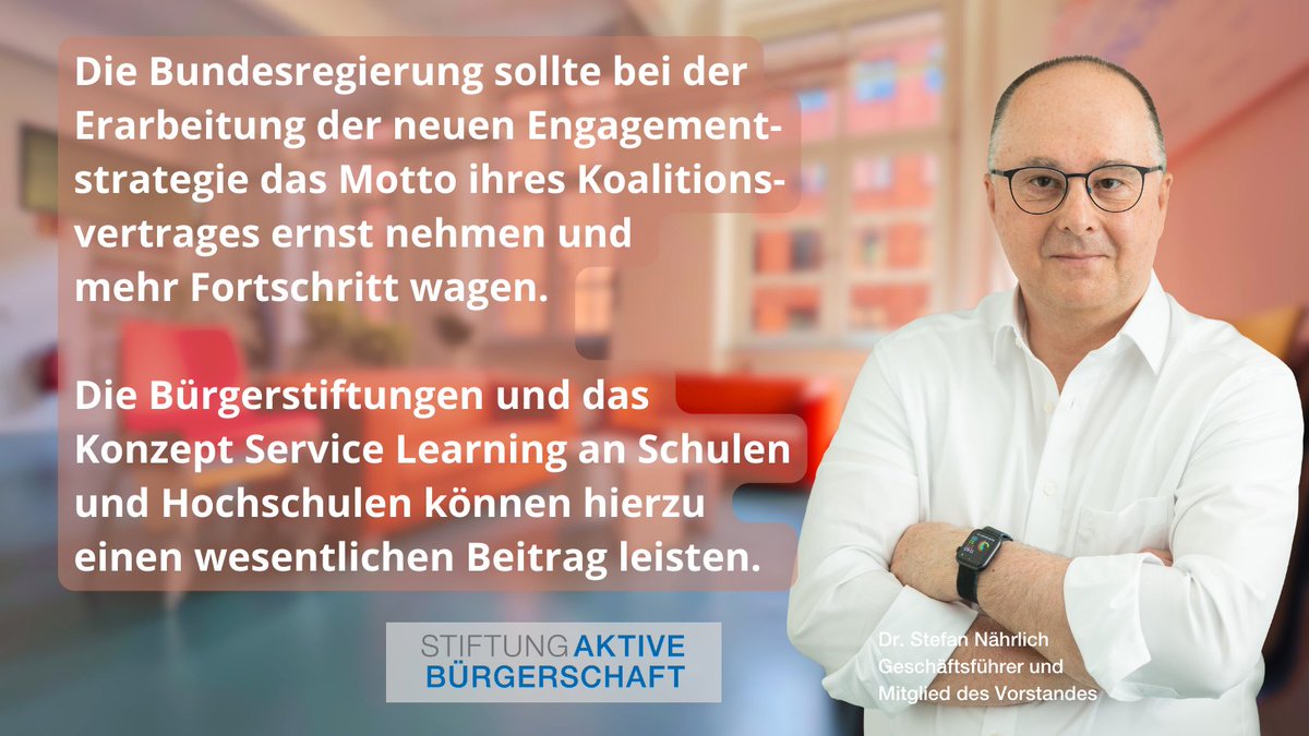 Aktive Bürgerschaft (@aktivebuerger) on Twitter photo „Mehr Fortschritt wagen” - so das Motto im #Koalitionsvertrag 2021. Wir sind der Einladung von Bundesfamilienministerin <a href="/lisapaus/">Lisa Paus, MdB</a> gefolgt & bringen einige #Empfehlungen in den Prozess der Erarbeitung einer neuen #Engagementstrategie ein!
Hier nachlesen👉lmy.de/AnFwgKTG „Mehr Fortschritt wagen” - so das Motto im #Koalitionsvertrag 2021. Wir sind der Einladung von Bundesfamilienministerin <a href="/lisapaus/">Lisa Paus, MdB</a> gefolgt & bringen einige #Empfehlungen in den Prozess der Erarbeitung einer neuen #Engagementstrategie ein!
Hier nachlesen👉lmy.de/AnFwgKTG
