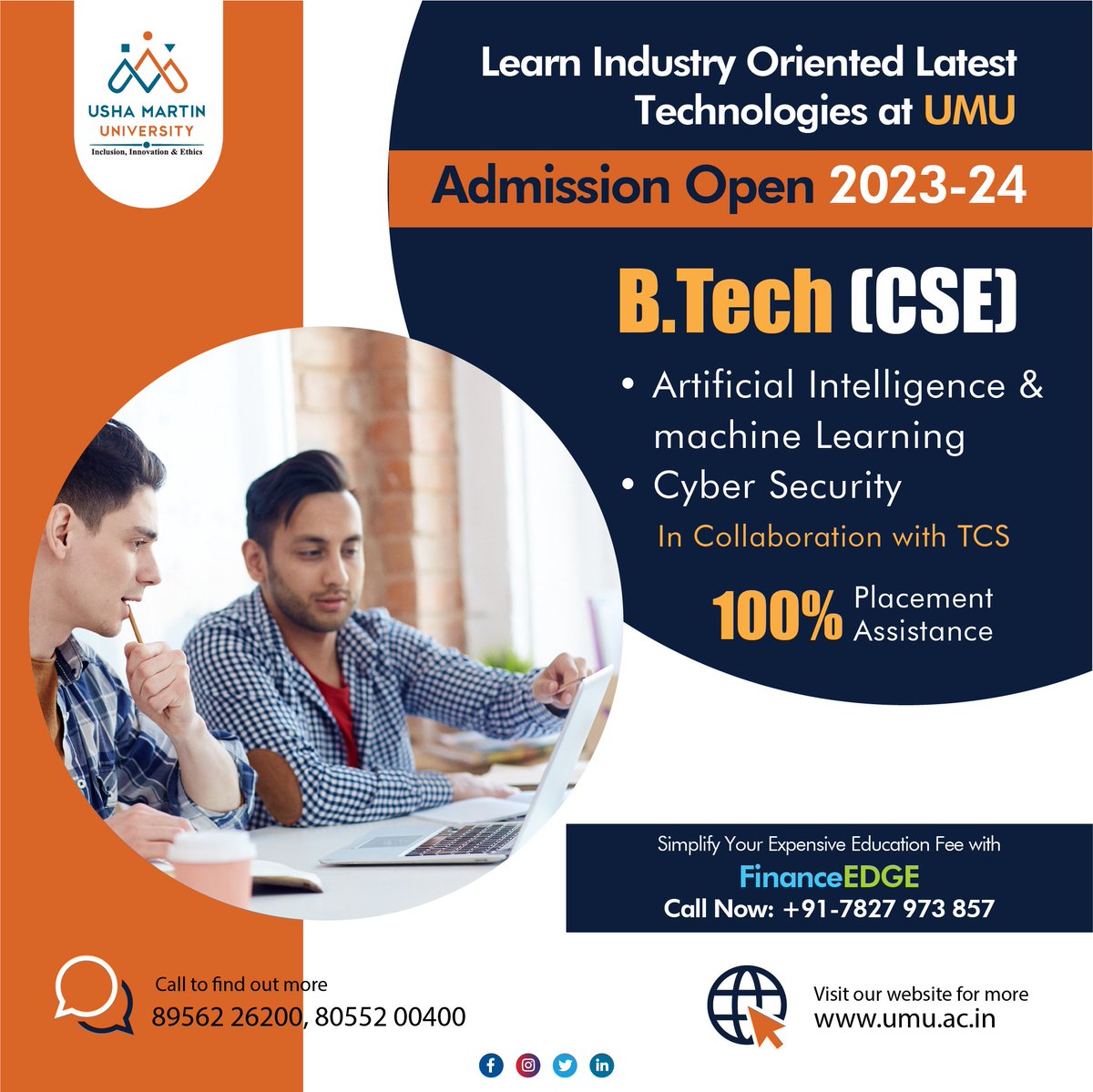 digitalrajnegi's tweet image. Admission Open 2023 B.Tech in Computer Science at UMU, India
Apply Now: tinyurl.com/p842pt5u
#UshaMartinUniversity #btechcourse #computerscience #applynow #applynow #admissionopen2023