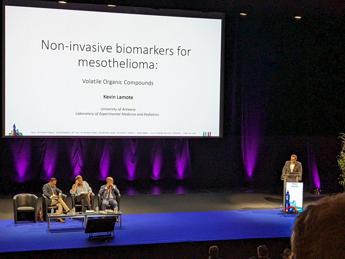 Dr Kevin Lamote presenting his work on non-invasive biomarkers for mesothelioma at @imig2023 Kevin's work is a key part of the @PREDICT_Meso #MesoORIGINS study and could aid in how #mesothelioma is detected using exhaled breath #imig2023 #MesotheliomaResearch #EarlyDetection