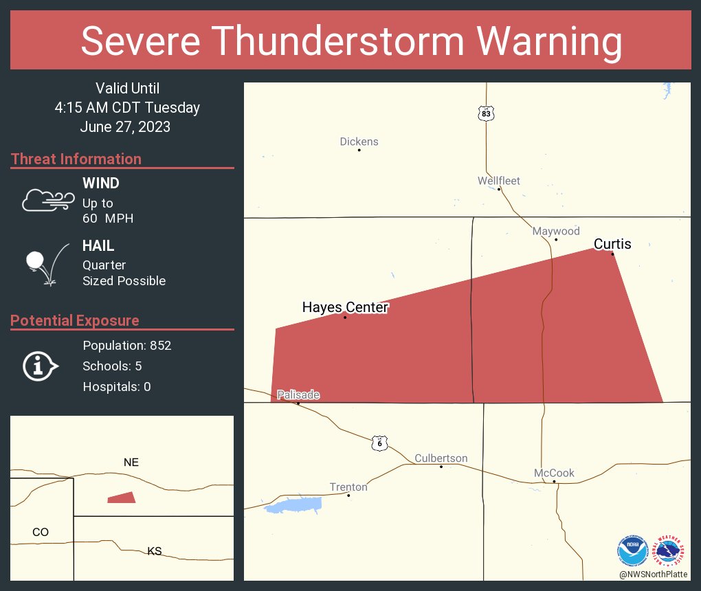 NWS North Platte on Twitter "Severe Thunderstorm Warning including
